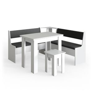 Vicco Eckbankgruppe Roman, 150 x 150 cm mit Tisch, Weiß/Anthrazit
