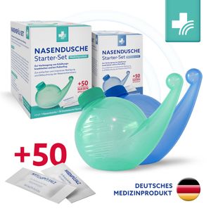 Wachter’s Nasendusche Starter-Set Nasendusche + 50 Beutel Wachter’s Nasenspülsalz - Bei Erkältungen und bei Pollenallergie