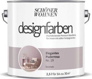 Schöner Wohnen Designfarben Feinmatte Wandfarbe 2,5 L Farbwahl, Farbe:Nr 19 Elegantes PuderRosa