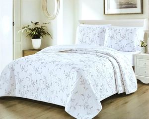 3-Teilige TAGESDECKE BETTÜBERWURF DECKE DOPPELBETT BETTGARNITUR 220cm x 240cm + 2 KISSENBEZÜGE in Weiß (W003)