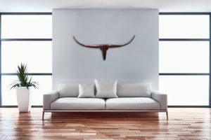 FineBuy Deko Geweih Bull M Aluminium Design Hörner 100cm Wanddekoration Bronze