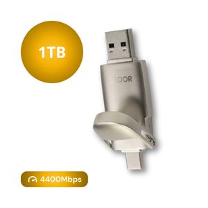 Xedor® USB Stick Pro 1 TB - USB C und USB A 3.2 Gen 2 - 4400 Mbps - Geeignet für Iphone 15 & 16 (Pro) und Android