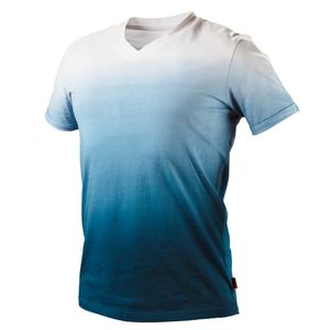 NEO TOOLS T-Shirt blau schattiertes Herren, Größe 3XL, 100% Baumwolle, 180 g/m2, Marineblau bis weiß, gekrempelte Ärmel, Flacher Ausschnitt