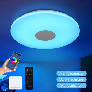 JDONG LED Deckenleuchte Dimmbar mit Bluetooth Lautsprecher, 24W LED Deckenlampe mit Fernbedienung oder APP-Steuerung,für Schlafzimmer Küche Kinderzimmer Wohnzimmer badzimmer IP44