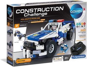 Clementoni 59144 Galileo Science – Construction Challenge Polizeifahrzeuge, Bausatz für ein ferngesteuertes Auto, Mechanik & Tec