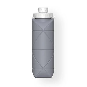600ml Faltbare Wasserflasche Auslaufsicheres Silikon Tragbare Wasserflaschen Für Reisen Camping Wandern Draussen, Grau
