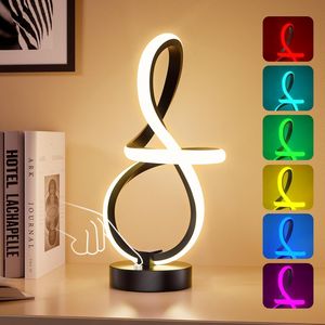 Schreibtischlampen, Nachttischlampen, Tischlampe, Schwarz Tischleuchte, Schreibtischlampe, Atmosphäre-Tischlampe, Nachtlicht, Dimmbar, Notenform