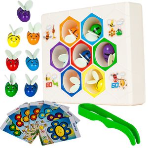 MalPlay Fleißige Bienen Spielzeug | Montessori | Honigwaben | Lernspielzeug | Motorikspielzeug für Kinder ab 3 Jahren