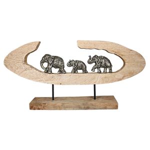 GILDE Skulptur Elefantenfamilie - bronze-naturfarben - H. 33cm x B. 68cm