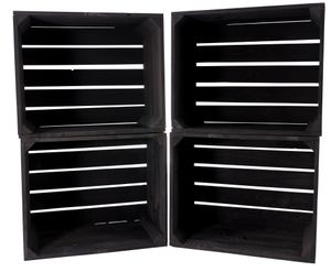4x SCHWARZE HOLZKISTE / NEU / 50x40x30 cm / stapelbare Obstkiste, Regal schwarz, Deko