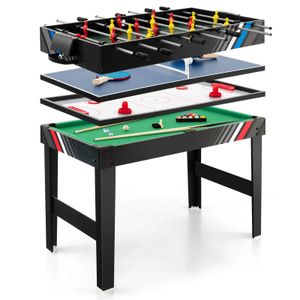 COSTWAY Multi Spieltisch, 4-in-1 Tischkicker mit Billard, Airhockey, Tischtennis