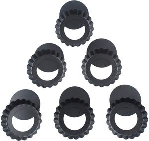 10cm Klein Tarteform mit Hebeboden Mini Tartelette Förmchen Gute Antihaftbeschichtung Tarte Backform Set von 6-Black