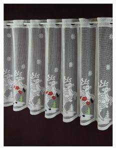 Scheibengardine nach Maß Weihnachtsmann Jacquard Lamellenpanneaux Weihnachten Christmas Winterzeit -individuell in der Breite kürzbar- Höhe 50 cm - Breite 15,5 cm Schritten wählbar