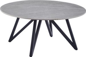 CasaDolce Couchtisch BELIZEA, grau, 90x90x40 cm, runde Tischplatte, Sinterstein, Marmormuster, Metallbeine