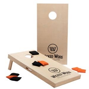 Cornhole Set – 120 x 60 cm - Sackloch Spiel – Wicked Wood – offiziell ACL-lizensiertes Set of Boards – 2 x 4 Cornhole säckchen - Cornhole Spiel Outdoor
