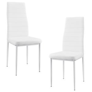 sada 2 bílých jídelních židlí s vysokým opěradlem Čalouněná židle z umělé kůže [en.casa]