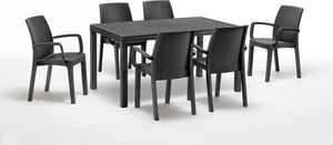 BICA Gastro Essgruppe Verona | Esstisch Houston mit 6 Stühlen | Wetterfeste Gartenmöbel in Graphite