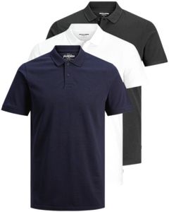 Jack & Jones 3er-Pack Poloshirts Herren Basic Polo Shirt 100 % Baumwolle Slim Fit, 3er-Polo-Nav/Bl/Wh-XL
