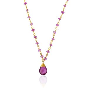 Mineral-halskette – 38+2 cm – vergoldet – rosa opal