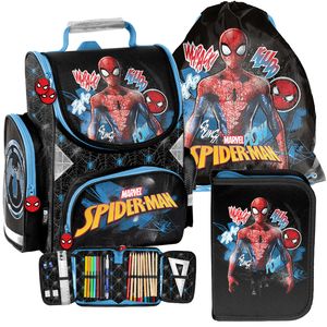Paso Spiderman 3D Kindergarten 3-teiliges Set – Rucksack, Federmäppchen, Tasche – Muster: Spiderman