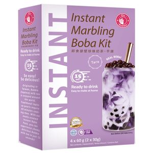 O's Bubble Instant Marbling Boba Tee Kit TARO (4x 60g) | Bubble Tee | Mit Tapiokaperlen und Strohhalm