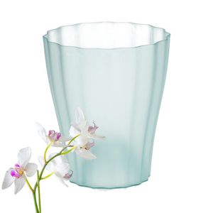 Orchideentopf Blumen Orchideen Übertopf transparent aus Kunststoff durchsichtig Elegant OLA Ø 13 cm glas