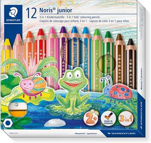 STAEDTLER Hexagonal-Buntstift Noris junior 12er Kartonetui + Spitzer