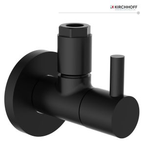 KIRCHHOFF Universal Eckventil mit Schnellverschluss, 1/2“ Eckregulierventil für Kalt- und Warmwasserleitungen, Schwarz matt