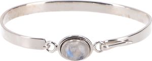 Boho Silberarmreifen mit Halbedelstein aus Indien - Mondstein, Weiß, SterlingSilber, Armreifen & Armbänder aus Silber