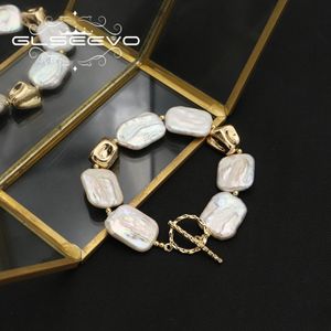 Glänzendes natürliches barockes quadratisches Perlen-Armband für Frauen-Schmuck Thanksgiving