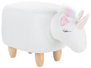 BELIANI Detská taburetka so zvieratkom jednorožec biela polyesterová látka čalúnená s drevenými nohami detská podnožka