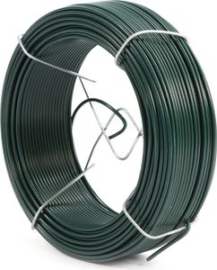 Záhradný drôt Wiltec zelený Ø 1,6 mm x 50 m, viazací drôt z pozinkovanej ocele s PVC povlakom, rastlinný drôt s držiakom, pružný remeselný drôt