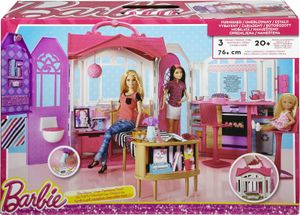Barbie - Tragbares Haus - Glam Ferienhaus mit Möbel Einrichtung