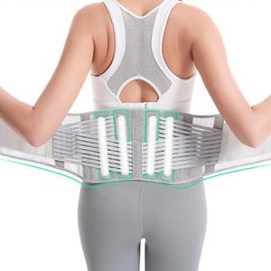 qiangzhipow Rückenbandage, Bandscheiben Gürtel, Lendenwirbelstütze mit Stützgürtel Rückenstütze Rückengurt, Rückenstützgürtel mit 4 Streben, Grau L, 95-110cm