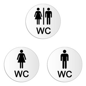 Toilettenschilder Damen-Herren aus Aluminium | 3er Set WC Schilder | Ø 100 mm – UV-beständig Kratzfest