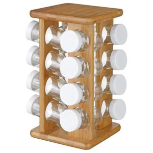 5Five Simply Smart Bambus-Gewürzkarussell, mit 16 Gewürzdosen aus Glas, 27.7 cm, 124572