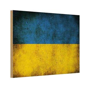 vianmo Holzschild Holzbild 20x30 cm Ukraine Fahne Flagge