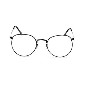 Vintage Damen-Brille mit großem runden Metallrahmen und klaren Gläsern, Retro-Brille, Geschenk-Schwarz