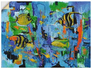 ARTland Wandbild, selbstklebend Abstrakt Fische Blau Größe: 80x60 cm