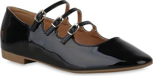 VAN HILL Damen Riemchenballerinas Ballerinas Klassisch Freizeit Schuhe 841167, Farbe: Schwarz, Größe: 37