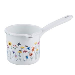 Riess Schnabeltopf Flora mit Stiel Ø10cm 0,75 Liter  Emaille Country Induktion