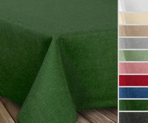 Fleckenabweisende bügelfreie Tischdecke mit Lotuseffekt, Leinenoptik, Farbe und Größe wählbar,130x220cm,Dunkelgrün