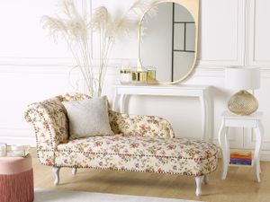 BELIANI Chaiselongue Nimes Stoff Blumenmuster Linksseitig Holz Chesterfield Style