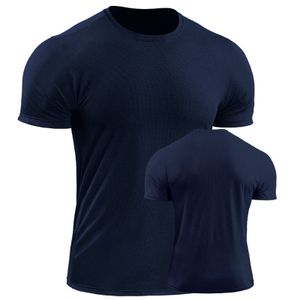 Herren Kurzarm Casual Tops T-Shirt Bluse Pullover Muscle Basic Tee Schnelltrocknend,Farbe: Dunkelblau,Größe:XXL
