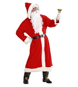 Widmann 1544V - Luxus-Kostüm 'Weihnachtsmann' - Mantel mit Kapuze, Gürtel, Stiefelüberzieher mit Schnallen, Perücke, Bart mit Schnurbart, Augenbraue