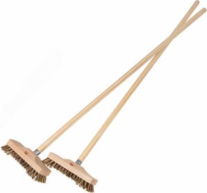 SIDCO Schrubber mit Stiel 2 x Bodenschrubber mit Holzstiel Bürste mit Naturborsten