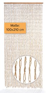 Kobolo Türvorhang Papiervorhang CIRCLES beige 45 Stränge 100x210cm - rechteckig - Wohnzimmer