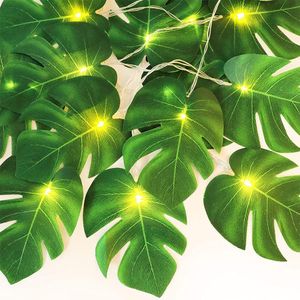 6M LED Lichterkette Batteriebetrieben Warmweiß Künstliche Palmblatt Grüner Rattan Blatt Girlande Mit Licht Innen Außen Outdoor Garten Hochzeit Deko