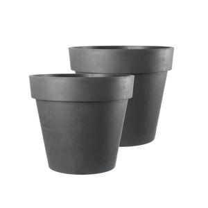 Set: 2 x Rollbarer XXL Pflanztopf / Pflanzkübel "LIKE" , D-58 cm in Anthrazit