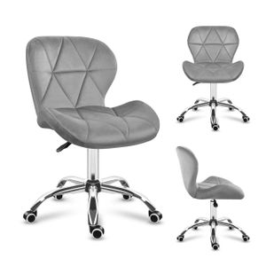 MARK ADLER Future 3.0 | Drehstuhl Bürostuhl Polsterstuhl | Höhenverstellbar bis 130 kg belastbar Samt Velours | Homeoffice Schminktisch | Grau